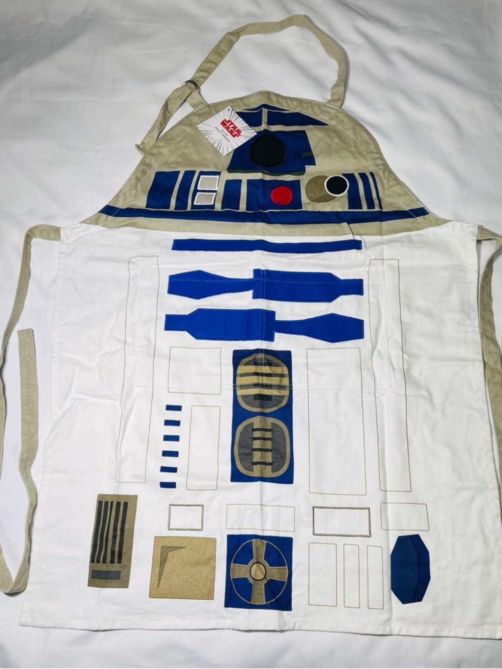 Williams Sonoma R2-D2 Inspired Apron in White Blue Tan